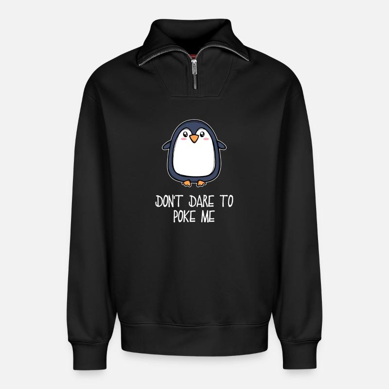 Antarktis Tier süß Pinguin Seevogel Statement - Relaxed Unisex Organic Half Zip Sweatshirt – von SPREAD - Schwarz