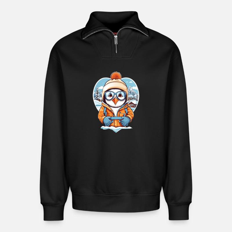 Süßer Pinguin - Relaxed Unisex Organic Half Zip Sweatshirt – von SPREAD - Schwarz