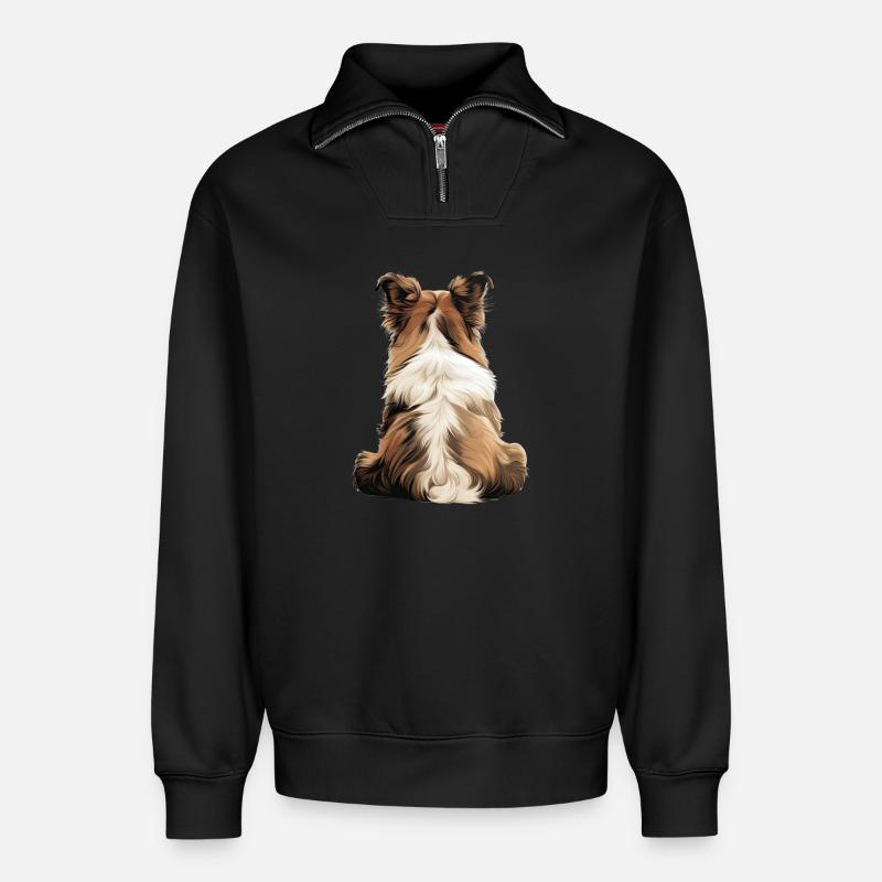 Shetland Schäferhund - Relaxed Unisex Organic Half Zip Sweatshirt – von SPREAD - Schwarz