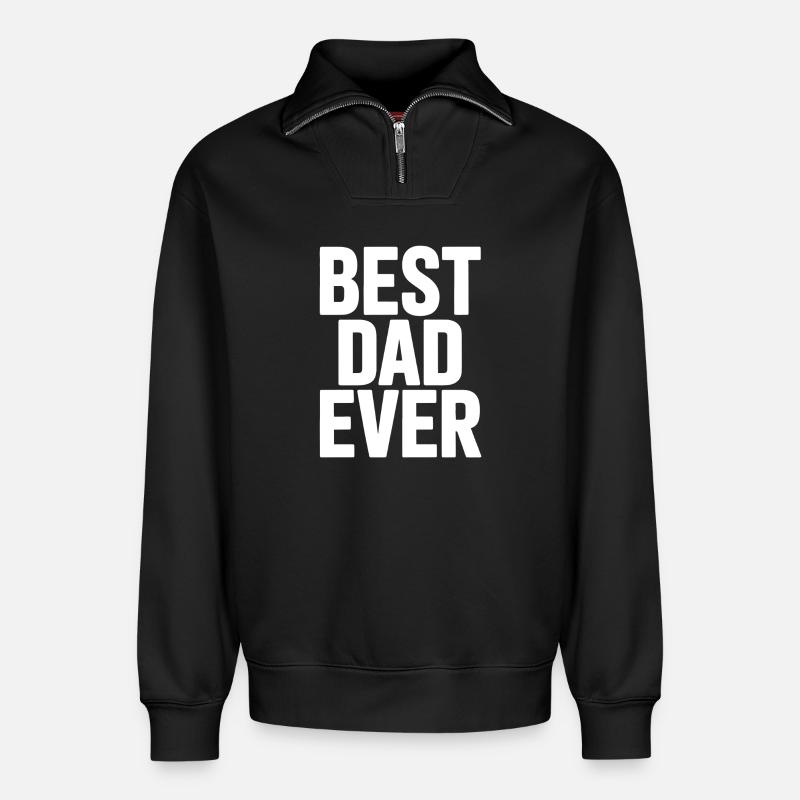 Bester Vater aller Zeiten - Relaxed Unisex Organic Half Zip Sweatshirt – von SPREAD - Schwarz