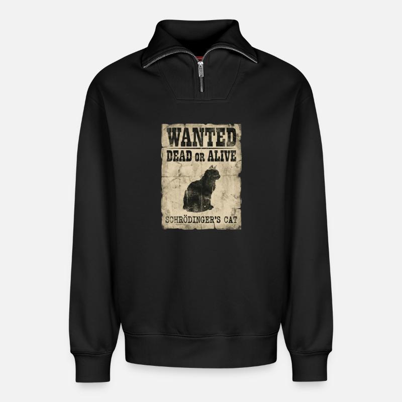 Schrödingers Katze gesucht Tot-oder-lebendig Physik-Wortspiel - Relaxed Unisex Organic Half Zip Sweatshirt – von SPREAD - Schwarz