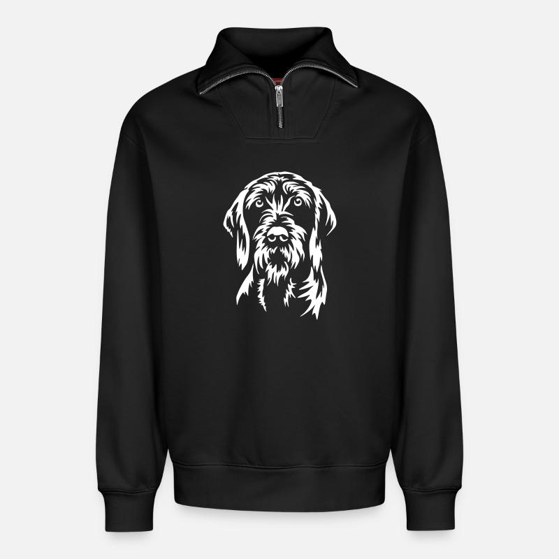 Poodle Pointer Head "Black Edition" - Relaxed Unisex Organic Half Zip Sweatshirt – by SPREAD - black