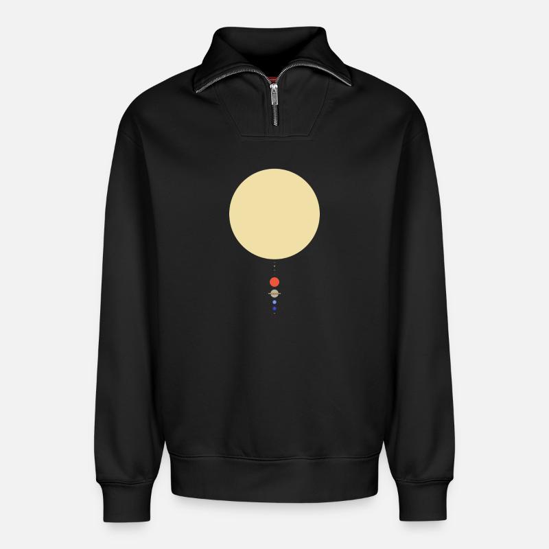 Minimales Sonnensystem - Relaxed Unisex Organic Half Zip Sweatshirt – von SPREAD - Schwarz