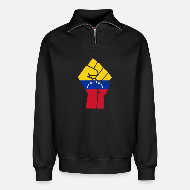 Venezuela Faustflagge - Relaxed Unisex Organic Half Zip Sweatshirt – von SPREAD - Schwarz