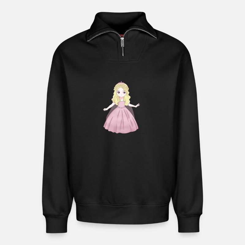 Prinzessin - Relaxed Unisex Organic Half Zip Sweatshirt – von SPREAD - Schwarz