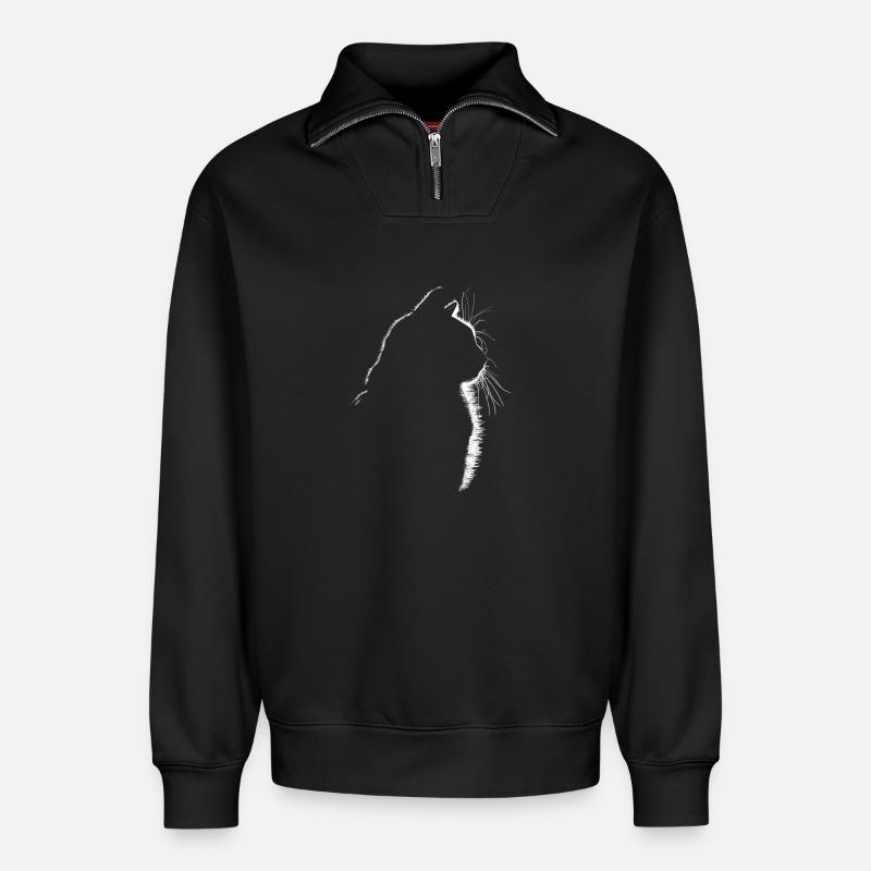 Katze - Relaxed Unisex Organic Half Zip Sweatshirt – von SPREAD - Schwarz