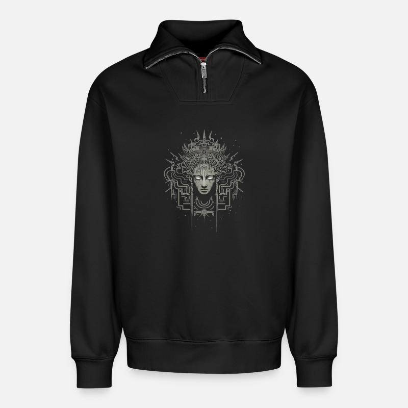 Hypnotischer Kopf - Relaxed Unisex Organic Half Zip Sweatshirt – von SPREAD - Schwarz