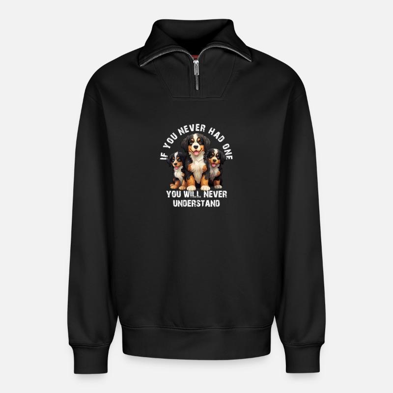Bouvier bernois - Sweat unisexe décontracté en coton biologique à demi-zip – de SPREAD - noir