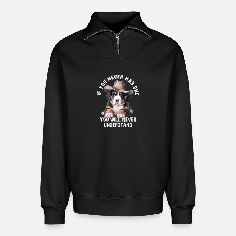 Bouvier bernois - Sweat unisexe décontracté en coton biologique à demi-zip – de SPREAD - noir