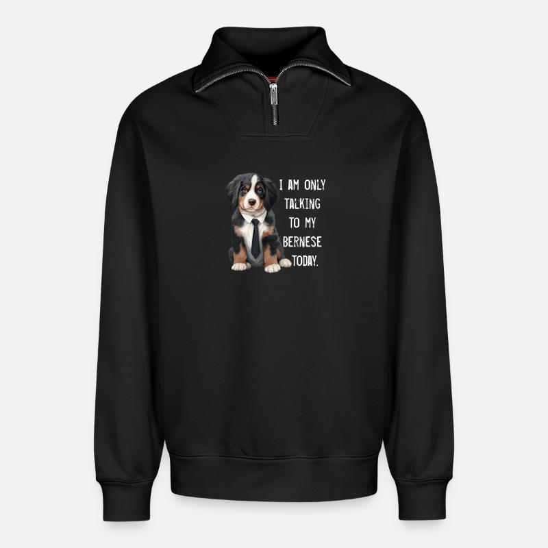 Berner Sennenhund - Relaxed Unisex Organic Half Zip Sweatshirt – von SPREAD - Schwarz