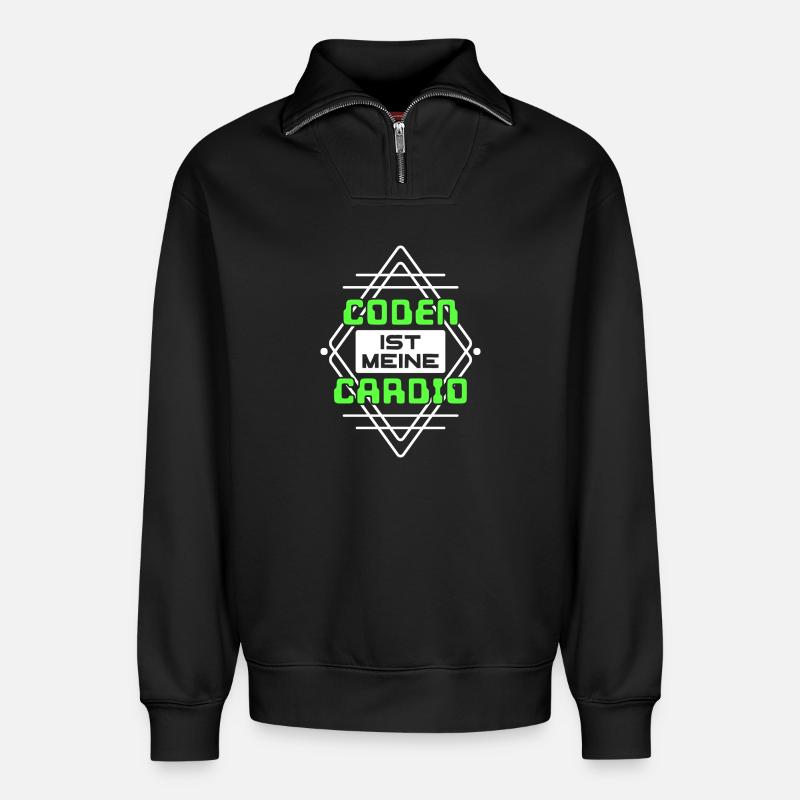 Coden Statement Developer Computerfreak Scripting - Relaxed Unisex Organic Half Zip Sweatshirt – by SPREAD - black