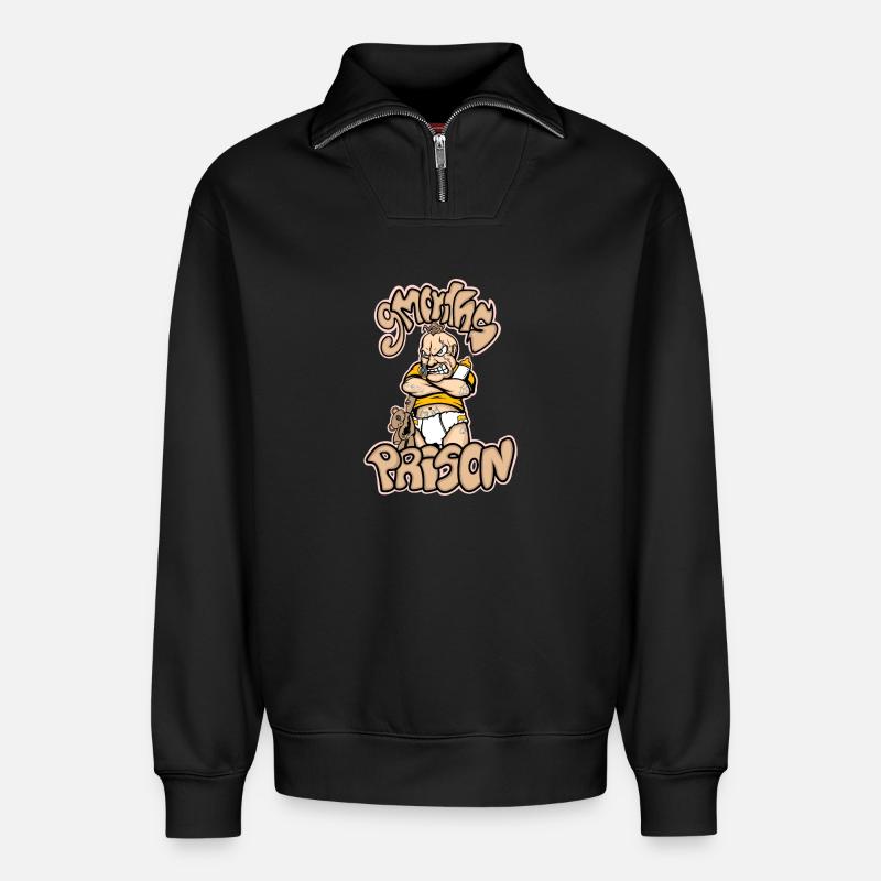9 Monate - Relaxed Unisex Organic Half Zip Sweatshirt – von SPREAD - Schwarz