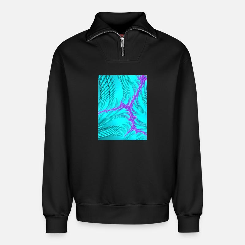 Éclair - Sweat unisexe décontracté en coton biologique à demi-zip – de SPREAD - noir