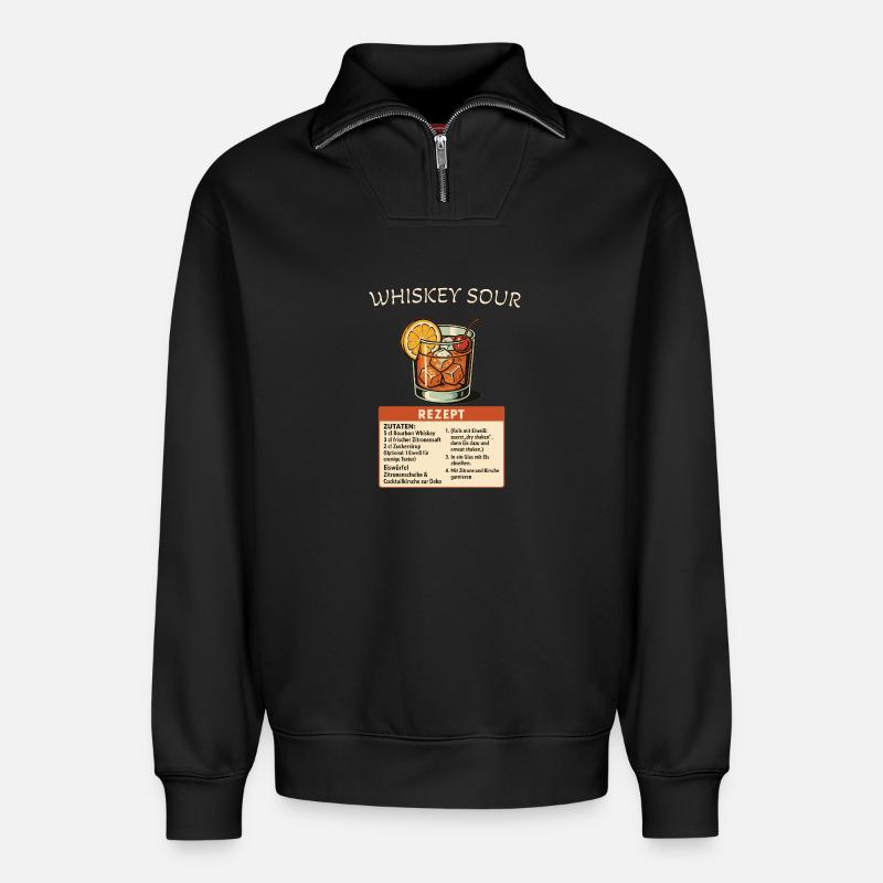 Whiskey Sour - Relaxed Unisex Organic Half Zip Sweatshirt – von SPREAD - Schwarz