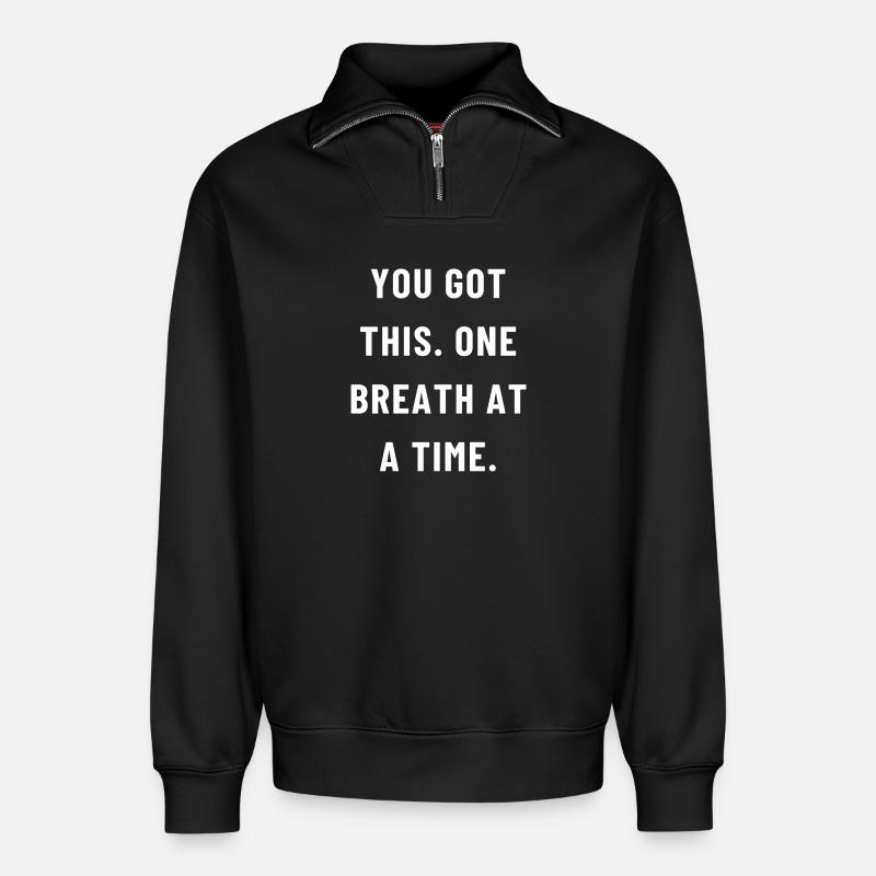Du hast das - Relaxed Unisex Organic Half Zip Sweatshirt – von SPREAD - Schwarz