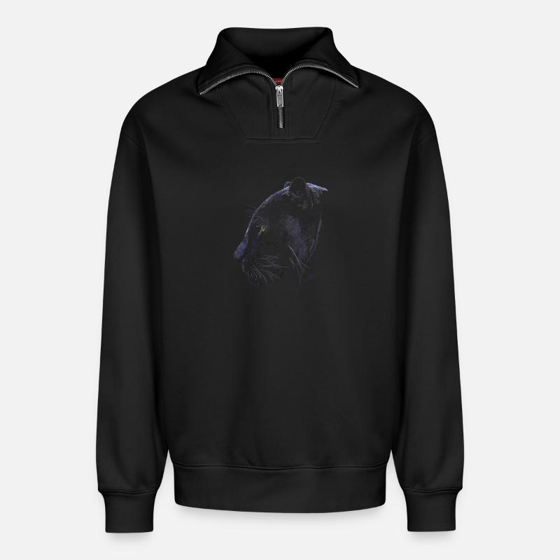 Panthère - Sweat unisexe décontracté en coton biologique à demi-zip – de SPREAD - noir