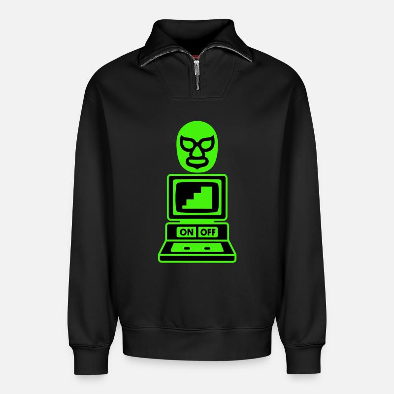 Computer Cult - Relaxed Unisex Organic Half Zip Sweatshirt – von SPREAD - Schwarz