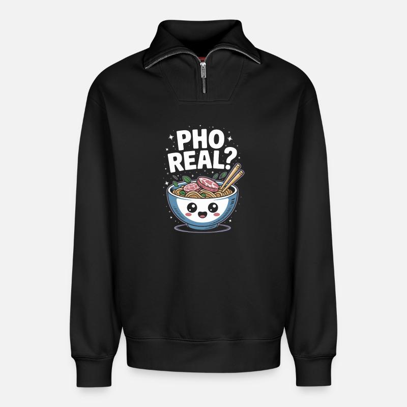 Pho Real Vietnamese Soup Pho - Relaxed Unisex Organic Half Zip Sweatshirt – von SPREAD - Schwarz