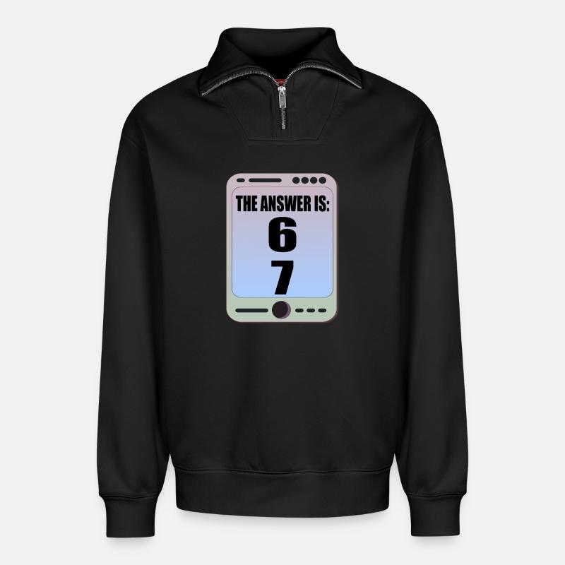 Sechs Sieben 6 7 Meme - Relaxed Unisex Organic Half Zip Sweatshirt – von SPREAD - Schwarz