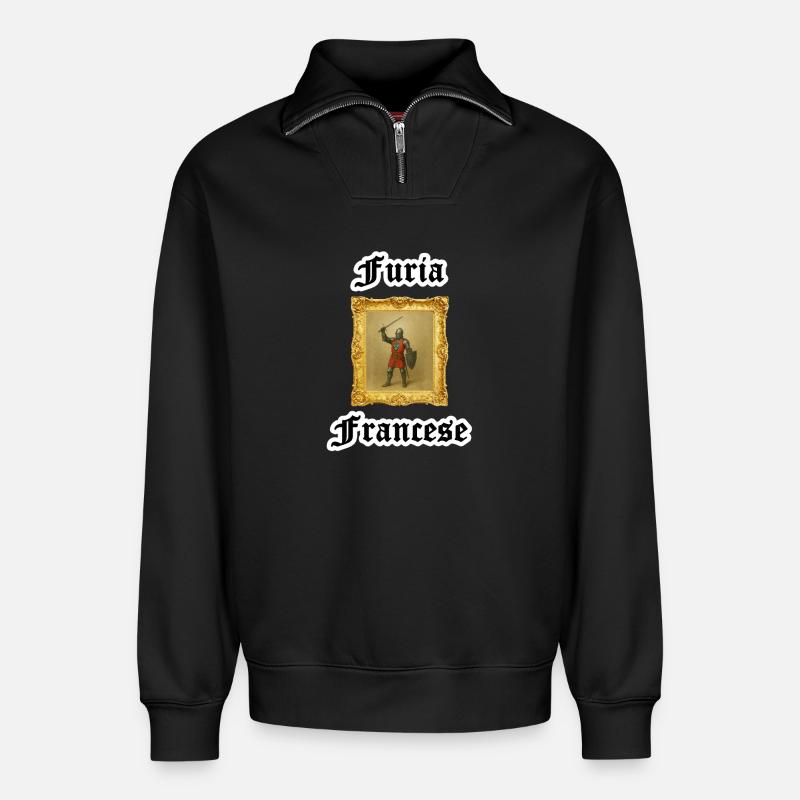 Furia Francese - Relaxed Unisex Organic Half Zip Sweatshirt – von SPREAD - Schwarz