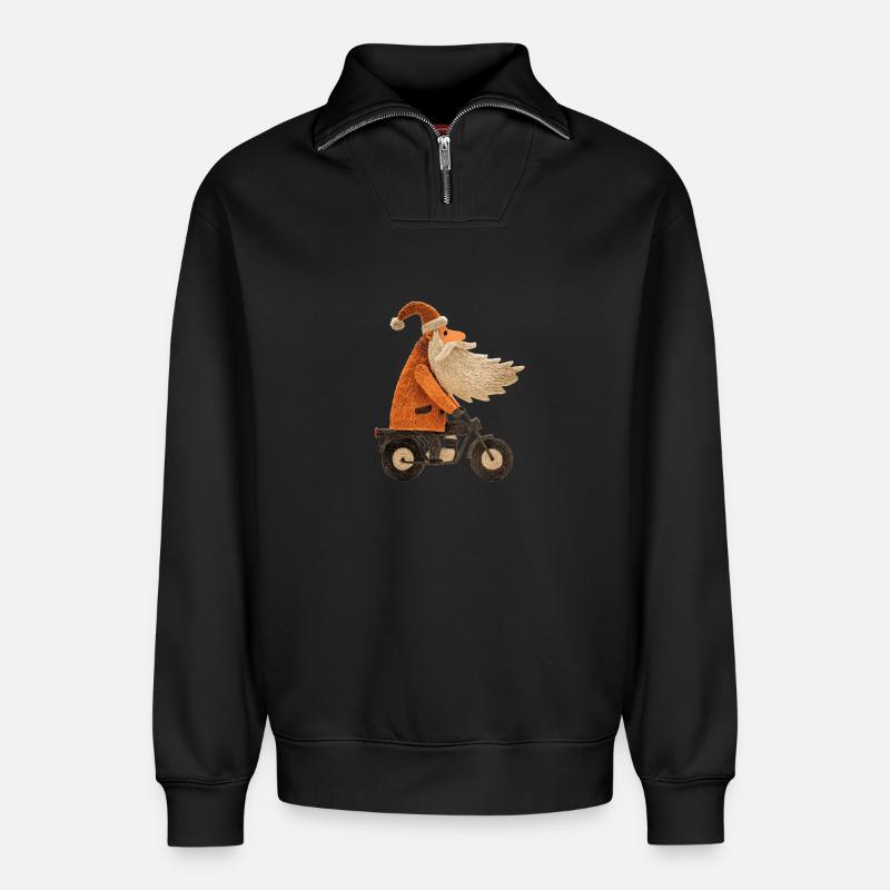 Weihnachtsmann auf Motorrad - Relaxed Unisex Organic Half Zip Sweatshirt – von SPREAD - Schwarz