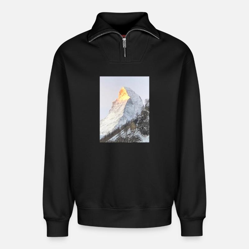 Cervin 2 - Sweat unisexe décontracté en coton biologique à demi-zip – de SPREAD - noir