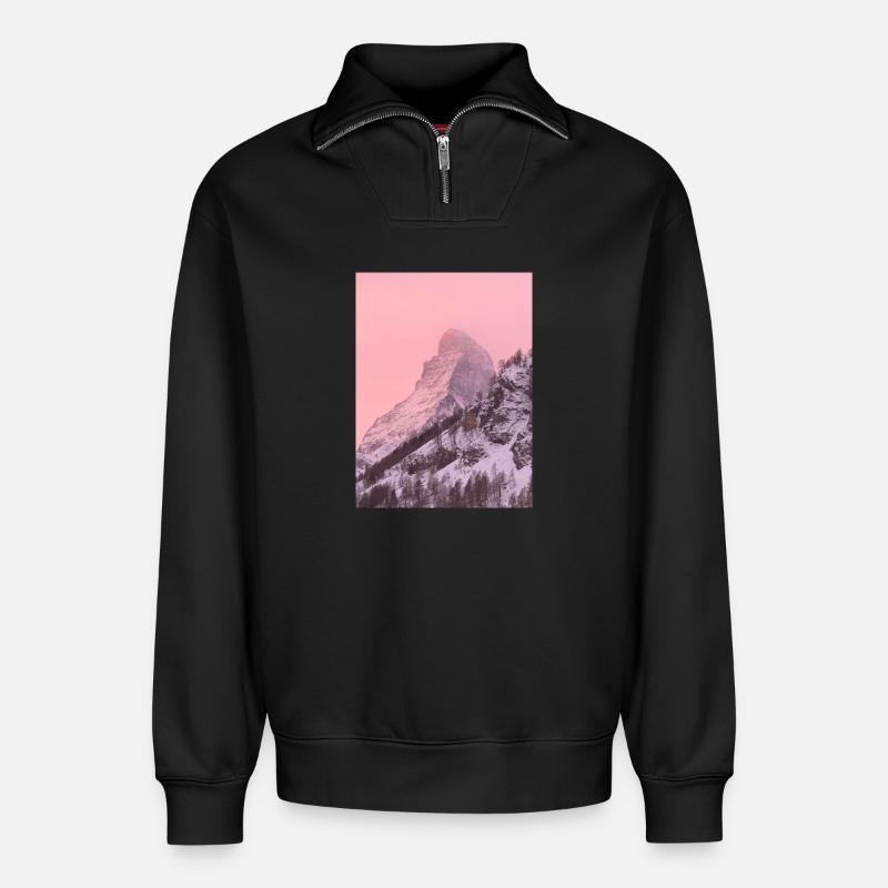 Matterhorn 3 - Relaxed Unisex Organic Half Zip Sweatshirt – von SPREAD - Schwarz