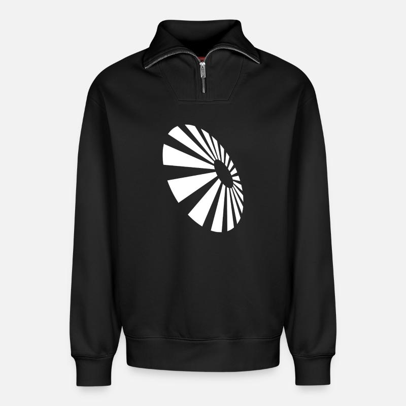 Spiral Fan Monochrome Pattern - Relaxed Unisex Organic Half Zip Sweatshirt – by SPREAD - black