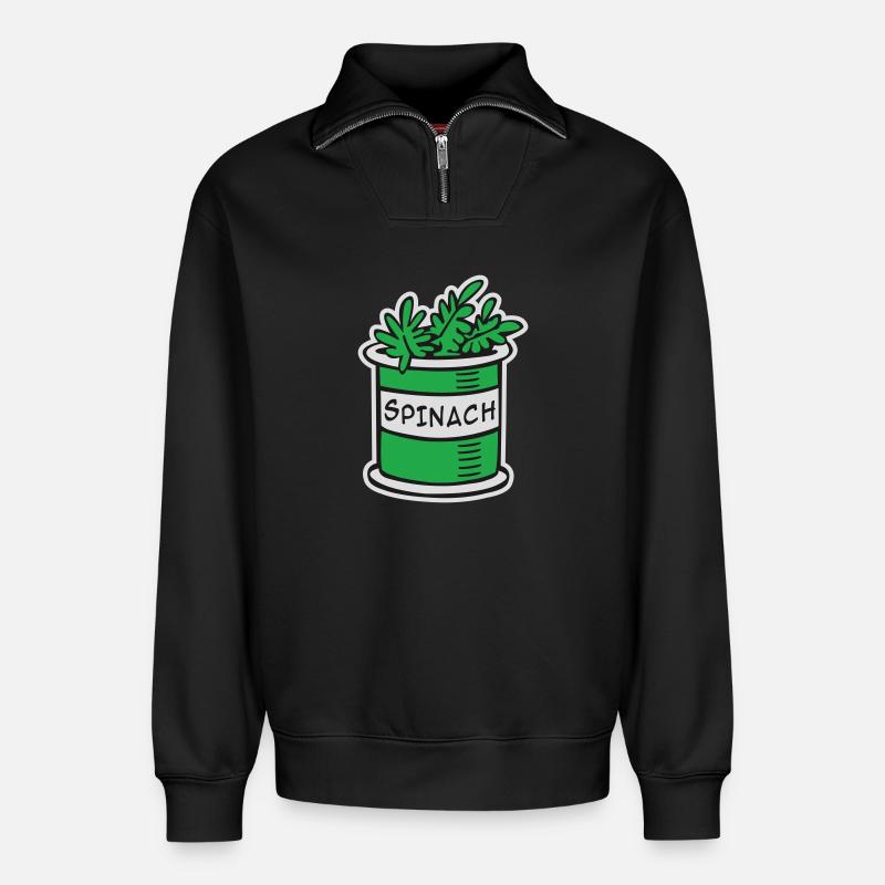 Spinach - Relaxed Unisex Organic Half Zip Sweatshirt – by SPREAD - black
