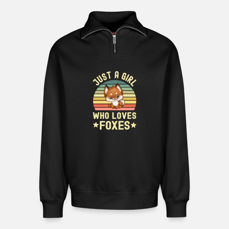 Fox Foxes - Relaxed Unisex Organic Half Zip Sweatshirt – by SPREAD - black