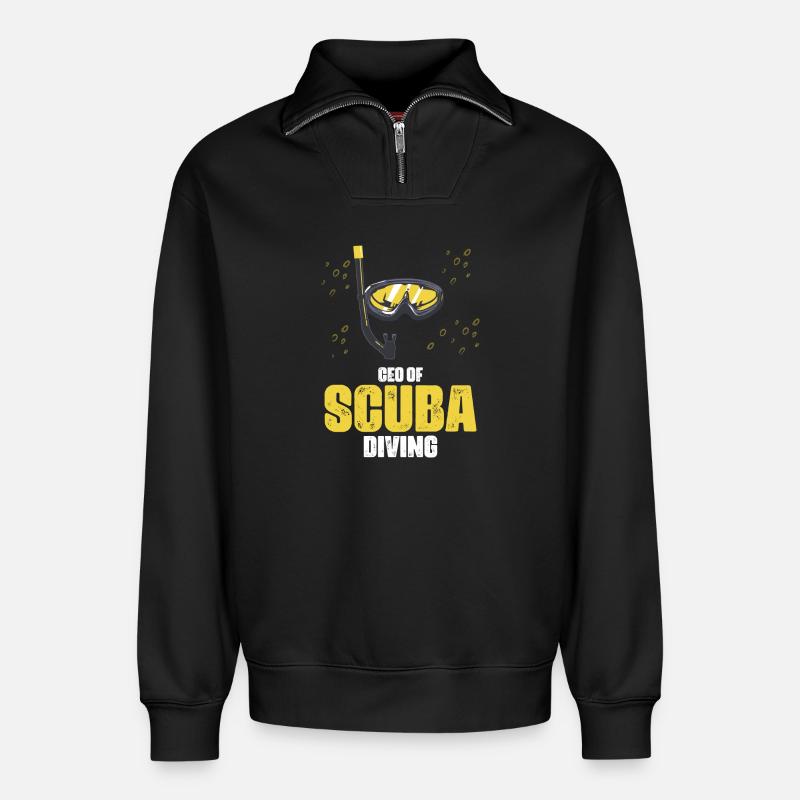 Freitaucher Gerätetaucher Design - Relaxed Unisex Organic Half Zip Sweatshirt – von SPREAD - Schwarz