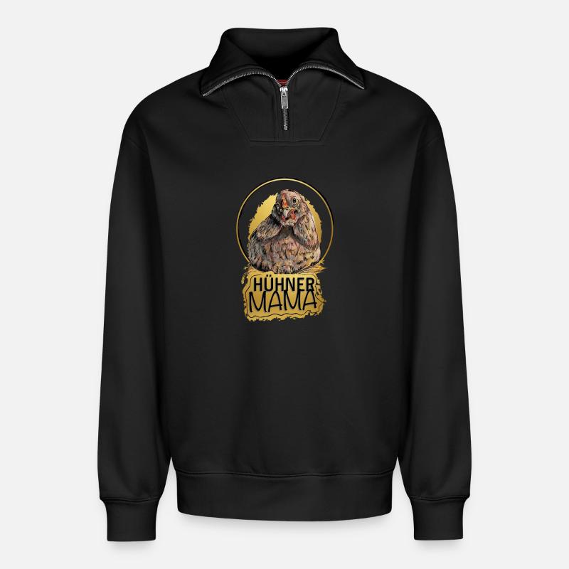 Poulets Maman - Sweat unisexe décontracté en coton biologique à demi-zip – de SPREAD - noir