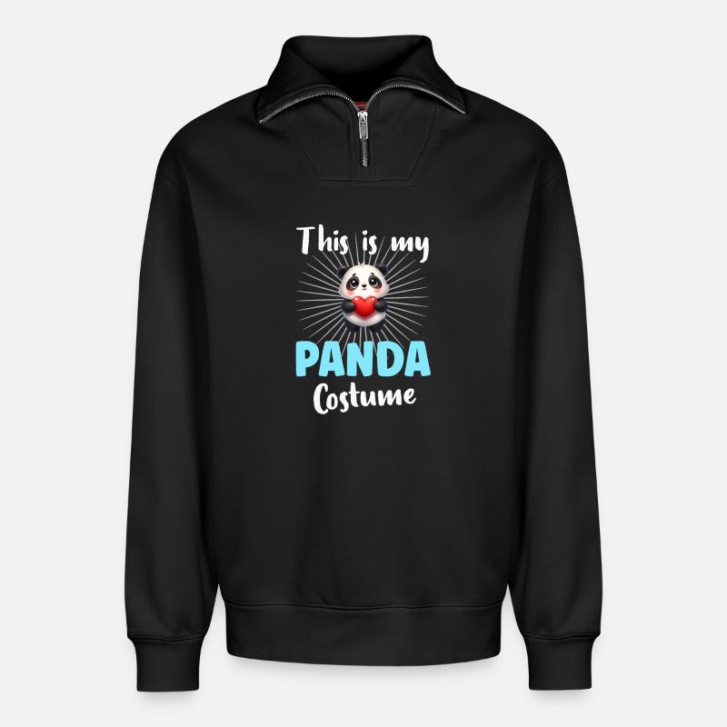 Panda Pandabär - Relaxed Unisex Organic Half Zip Sweatshirt – von SPREAD - Schwarz