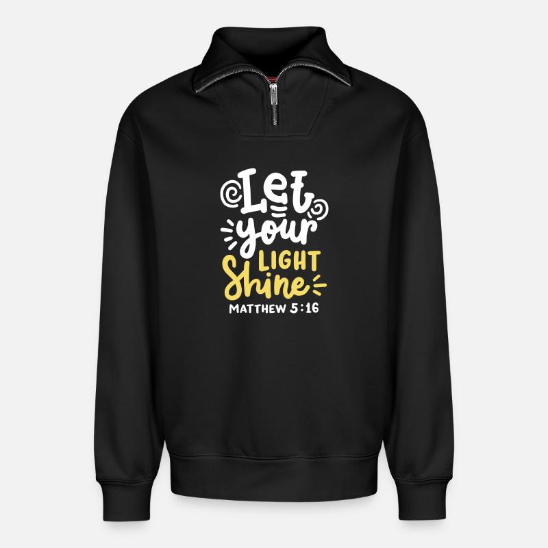 Bibelvers Christlich - Relaxed Unisex Organic Half Zip Sweatshirt – von SPREAD - Schwarz
