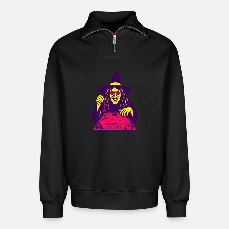 Sorcière hypnotique - Sweat unisexe décontracté en coton biologique à demi-zip – de SPREAD - noir