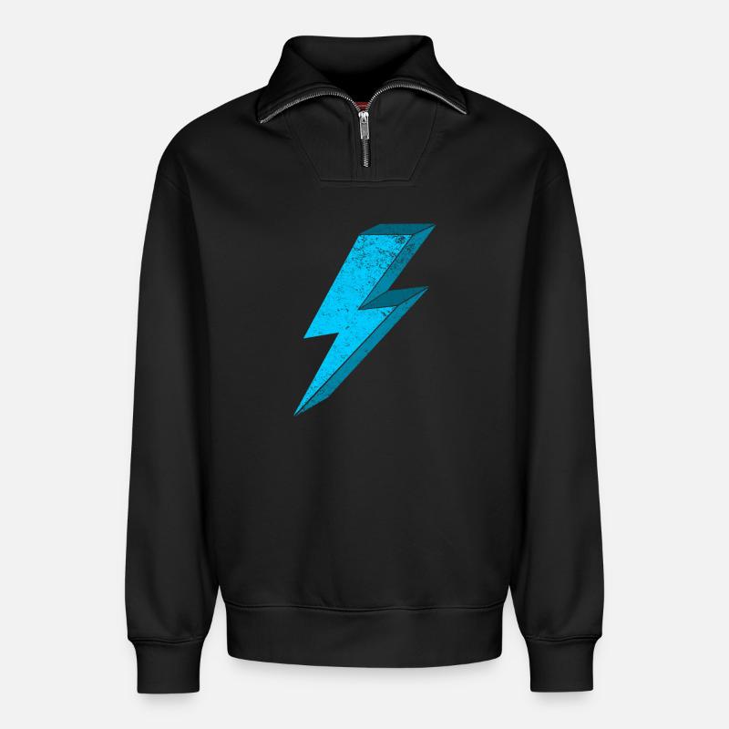 Elektrischer Blitz Design 3D - Relaxed Unisex Organic Half Zip Sweatshirt – von SPREAD - Schwarz
