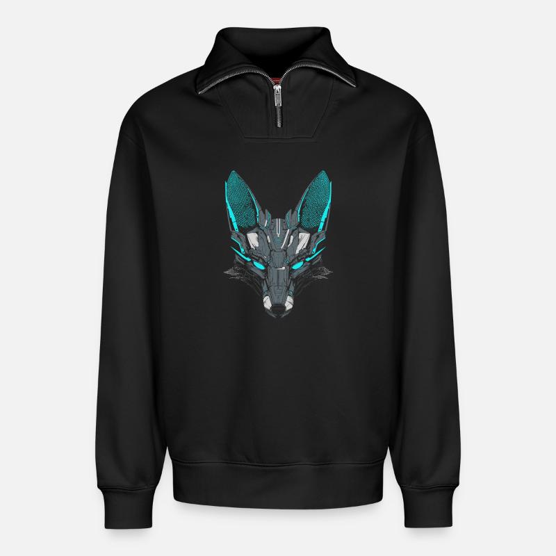 Mecha-Fuchs - Relaxed Unisex Organic Half Zip Sweatshirt – von SPREAD - Schwarz