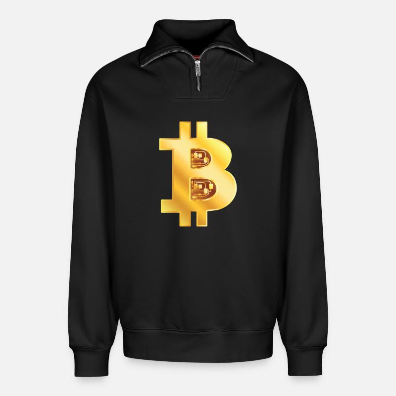 Bitcoin Gold - Relaxed Unisex Organic Half Zip Sweatshirt – von SPREAD - Schwarz