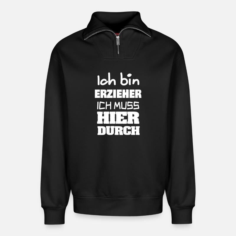 Erzieher - Relaxed Unisex Organic Half Zip Sweatshirt – von SPREAD - Schwarz
