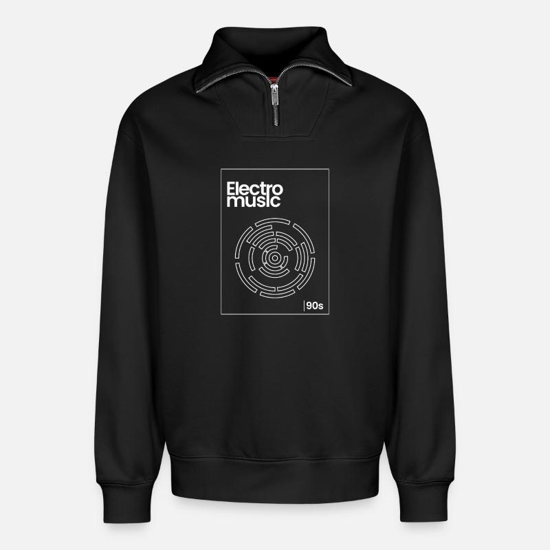 Electro Maze 90er Techno Tee - Relaxed Unisex Organic Half Zip Sweatshirt – von SPREAD - Schwarz