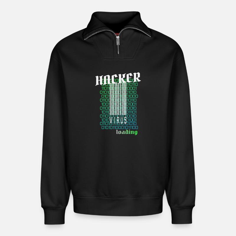 Anonymous, Hacker - Relaxed Unisex Organic Half Zip Sweatshirt – von SPREAD - Schwarz