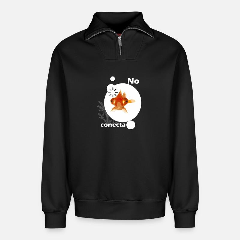Goldfisch lustig 2 - Relaxed Unisex Organic Half Zip Sweatshirt – von SPREAD - Schwarz