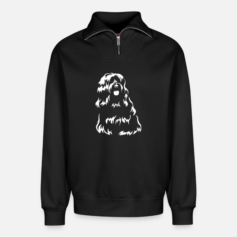 Tibet Terrier "Black Edition" - Relaxed Unisex Organic Half Zip Sweatshirt – von SPREAD - Schwarz
