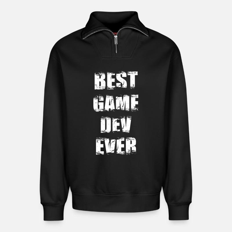 Game Developer - Relaxed Unisex Organic Half Zip Sweatshirt – by SPREAD - black