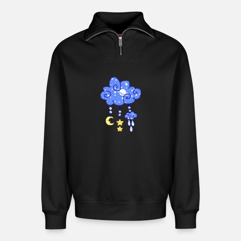 Nachtwolke - Relaxed Unisex Organic Half Zip Sweatshirt – von SPREAD - Schwarz