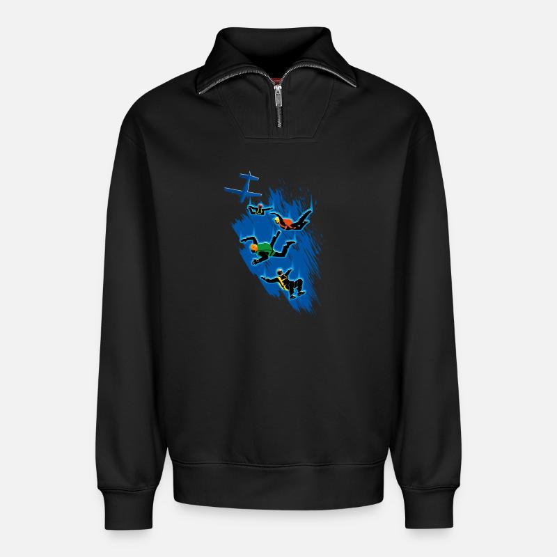 Skydiver - Relaxed Unisex Organic Half Zip Sweatshirt – von SPREAD - Schwarz