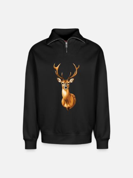 Magnificent fawn - Relaxed Unisex Organic Half Zip Sweatshirt – by SPREAD - black