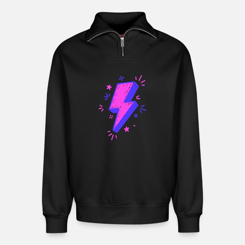 Lebendiger, bunter Strahl für Drucke - Relaxed Unisex Organic Half Zip Sweatshirt – von SPREAD - Schwarz