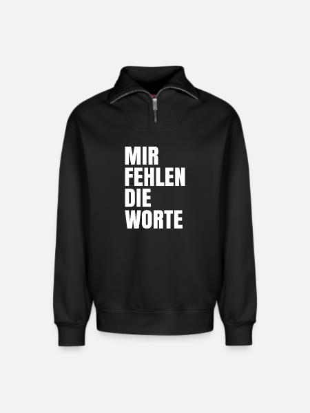 Mir fehlen die Worte - Relaxed Unisex Organic Half Zip Sweatshirt – von SPREAD - Schwarz