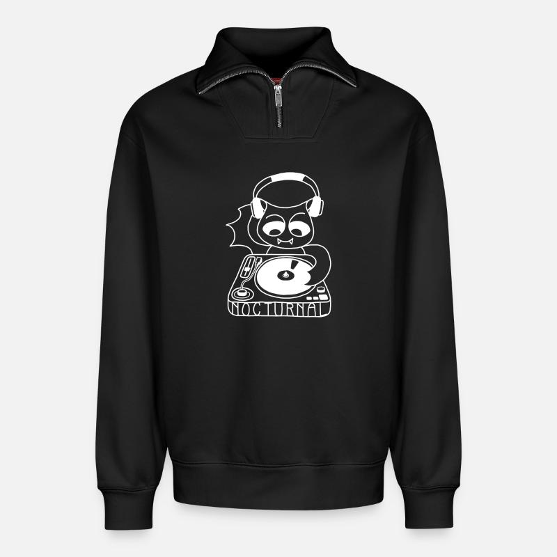 DJ Bat - Relaxed Unisex Organic Half Zip Sweatshirt – von SPREAD - Schwarz